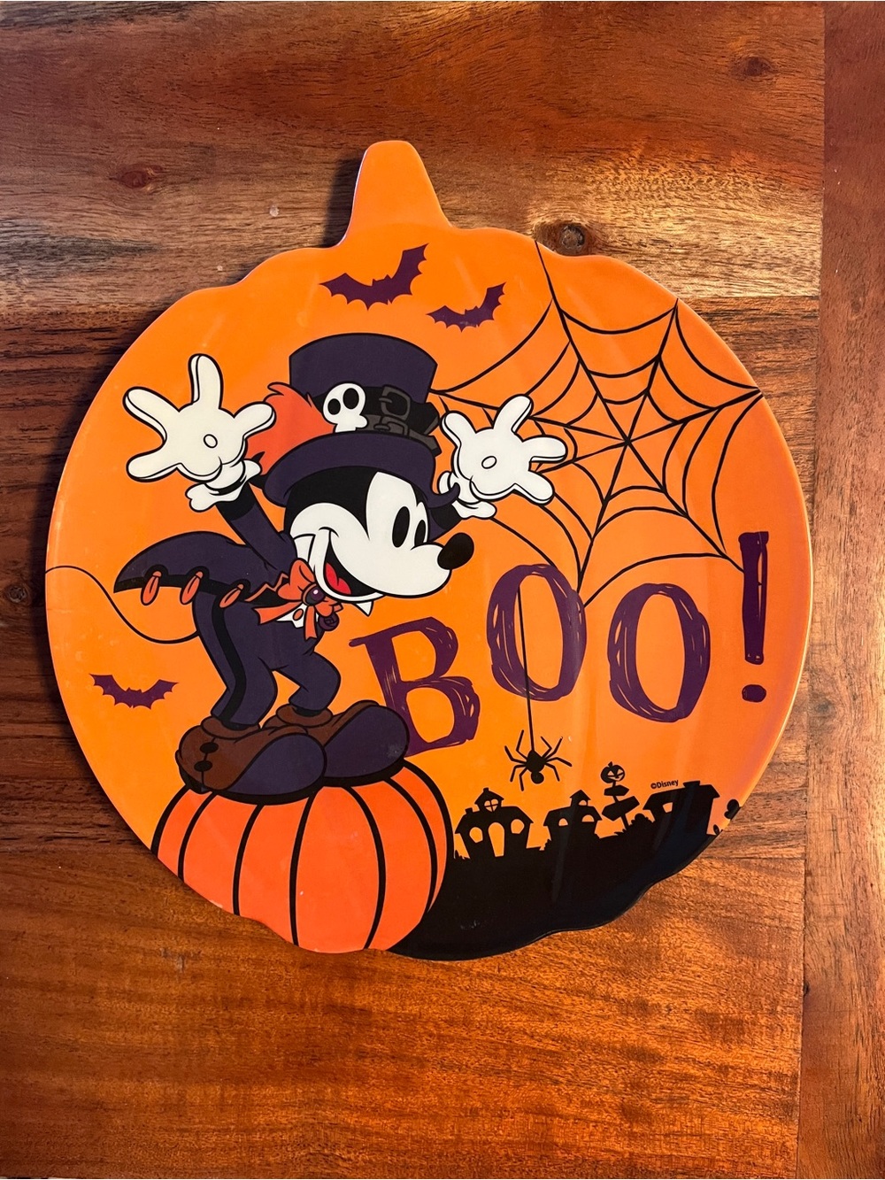 Disney Orange & Black Halloween Mickey 'Boo!' Pumpkin 8β Plastic Plate Zak